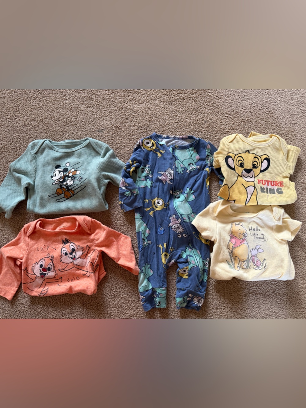 Disney Baby Mix & Match Onesies and Pajamas - Green, Blue, Yellow, Orange, Cream